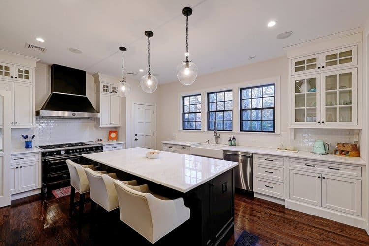 Complete kitchen redesign in a historic Providence estate, repositioned to serve as the heart of the home with custom cabinetry and marble finishes.
